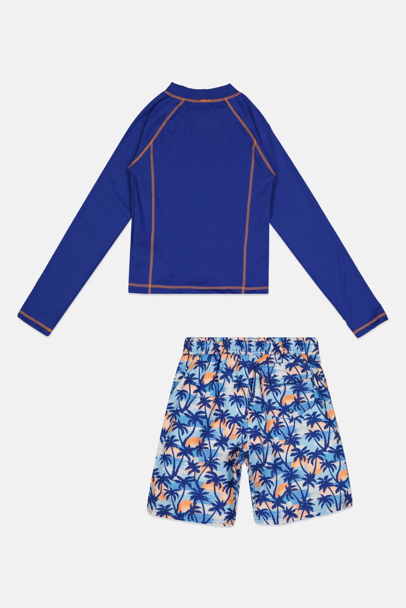 Body Glove Kids Boy 2 Pieces Brand Logo Rash Guard With Shorts Set, Multicolor - Image 3